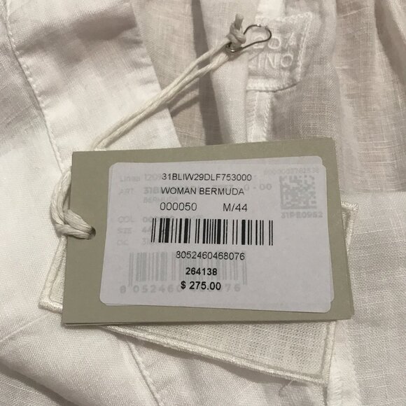 120% Lino Brand New White Linen Shorts Size Medium - Picture 4 of 6